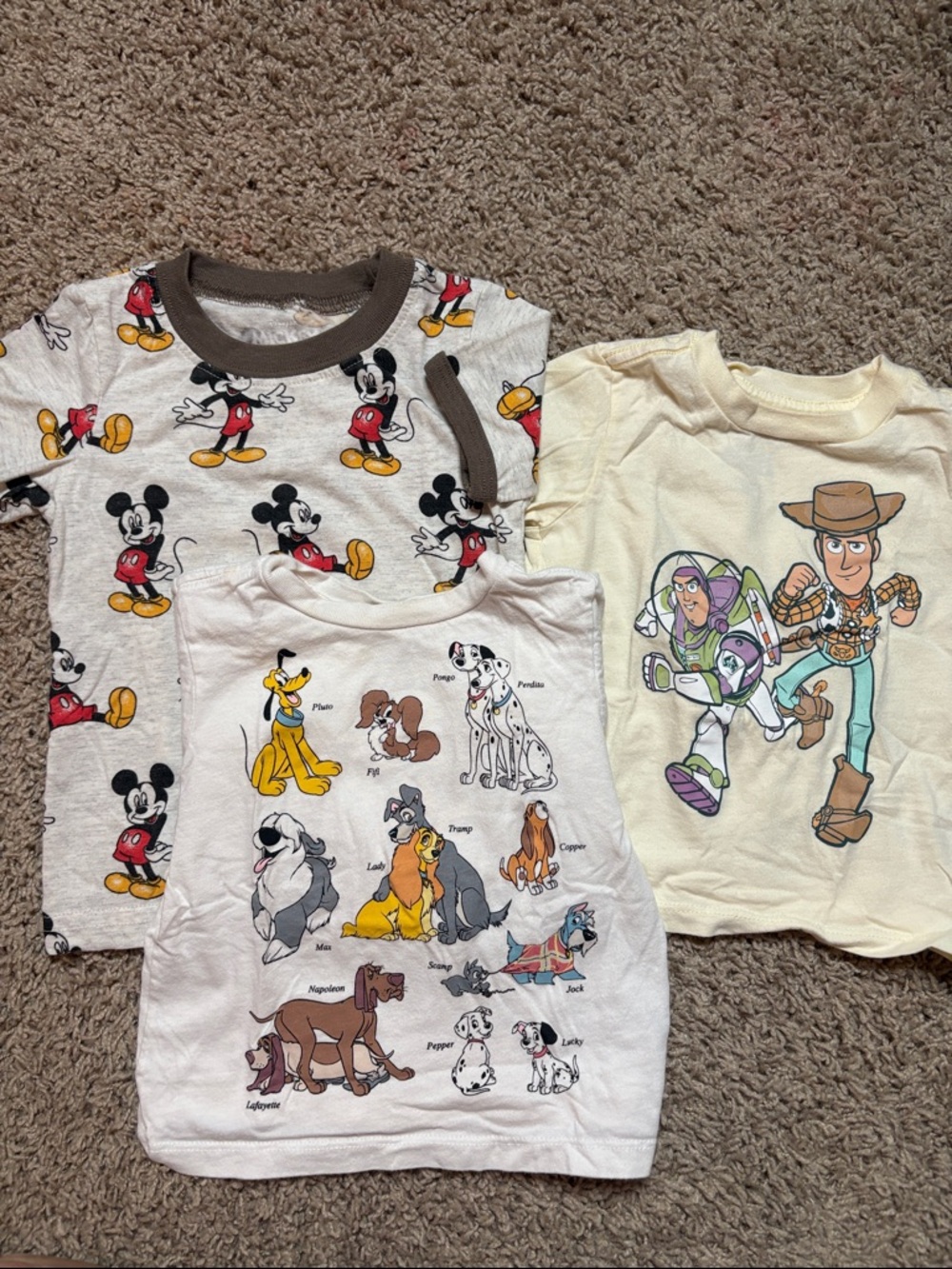Disney Kids' Tshirt bundle- featuring Mickey, Buzz and Woody, and Disney dogs